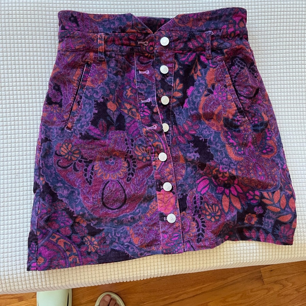 Pilcro corduroy Floral Purple Button-Up Skirt